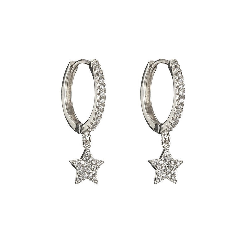 Simple Geometric Moon Snowflake Copper Inlaid Zirconium Irregular Earrings