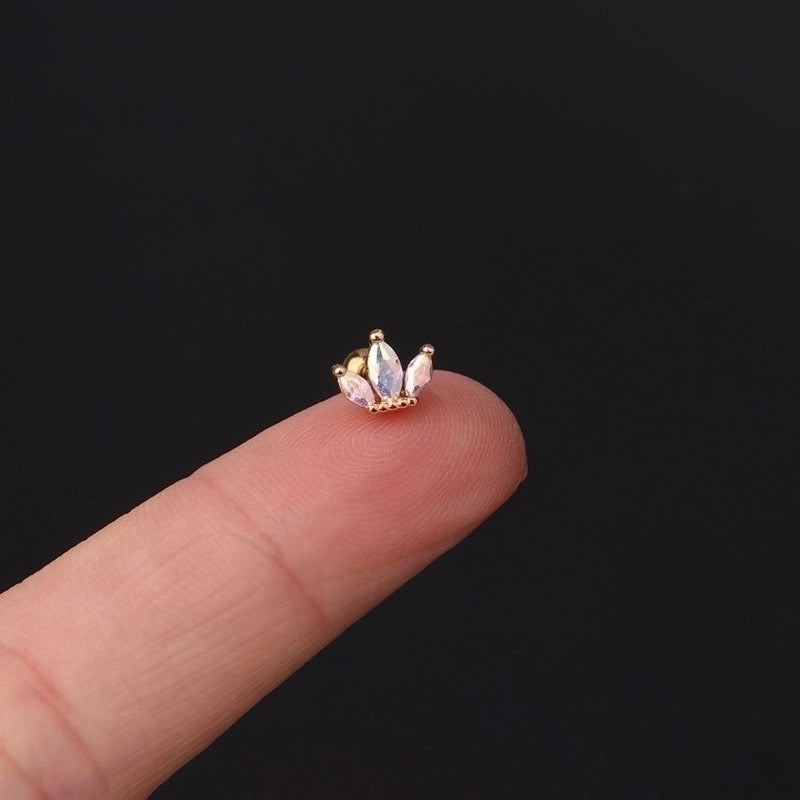 Ear Cartilage Rings & Studs Crown Copper Plating Artificial Gemstones