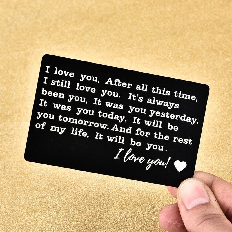 Mini Laser Engraved Wallet Card. Commemorative Card