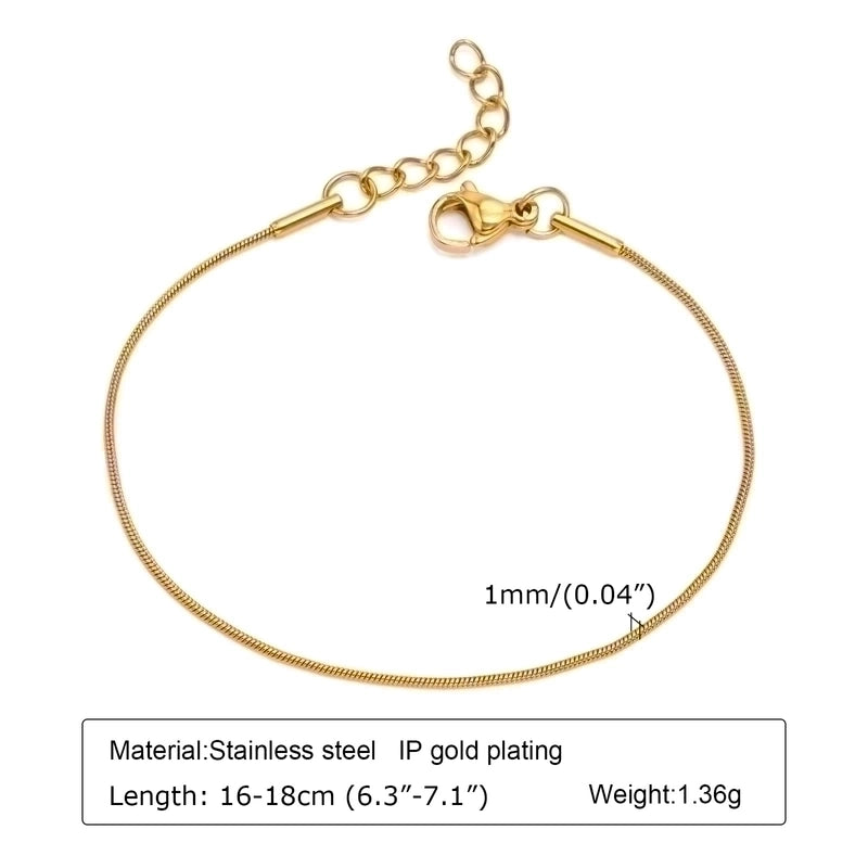 IG Style Minimalist Solid Color 201 Stainless Steel 18K Gold Plated Bracelets In Bulk