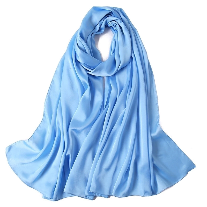 Women's Lady Fashion Minimalist Solid Color Satin Silk Scarves