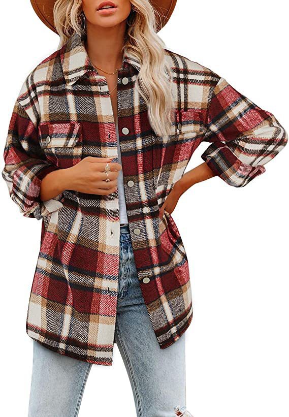 Loose Plaid Shirt Coat