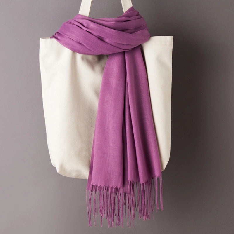 Thin Cashmere Scarf Solid Color Tassel Shawl LOGO Gift Scarf Factory Direct