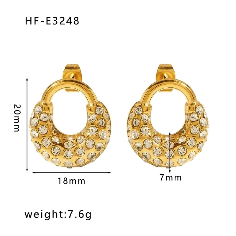 1 Pair Classic Style U Shape Crown Butterfly Plating Inlay Stainless Steel Artificial Pearls Rhinestones Zircon 18K Gold Plated Earrings