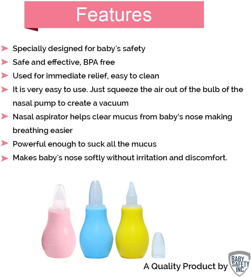 Silicone Baby Nasal Aspirator. Vacuum Sucker. Instant Relief From Blocked Baby Nose Cleaner