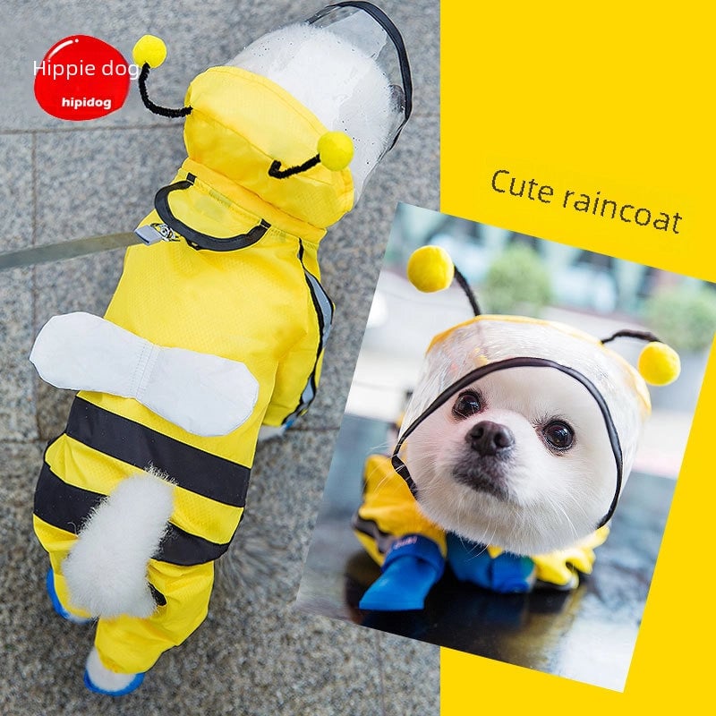 Puppy Raincoat Four-legged Waterproof All-inclusive Teddy Poncho Pet Rainy Day Clothes Small Medium Dog Bixiong Bomei