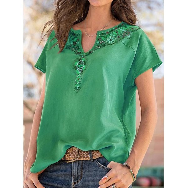 Women's V-neck Fashion Short Sleeve T-Shirt