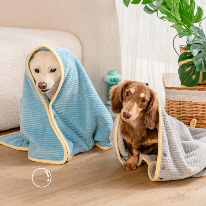 Soft Striped Quick-Dry Absorbent Dog Bathrobe Towel