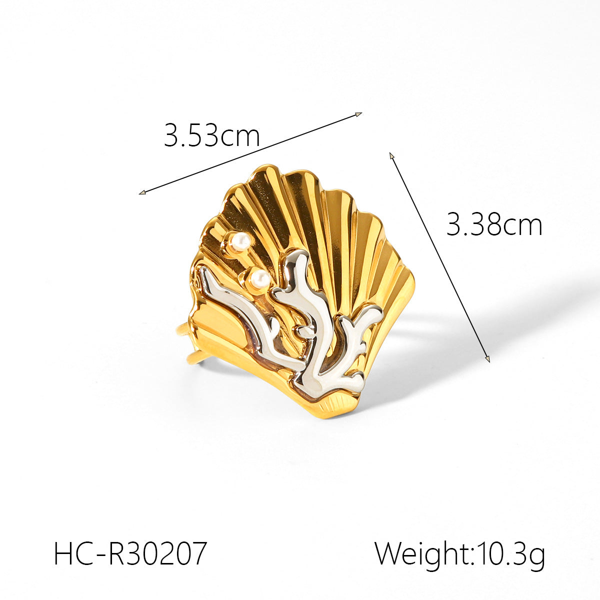 Ocean Style Stainless Steel Starfish Shell Open Ring Female Ring Titanium Steel Bracelet