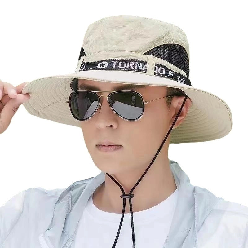 Men's Casual Minimalist Letter Printing Wide Eaves Sun Hat