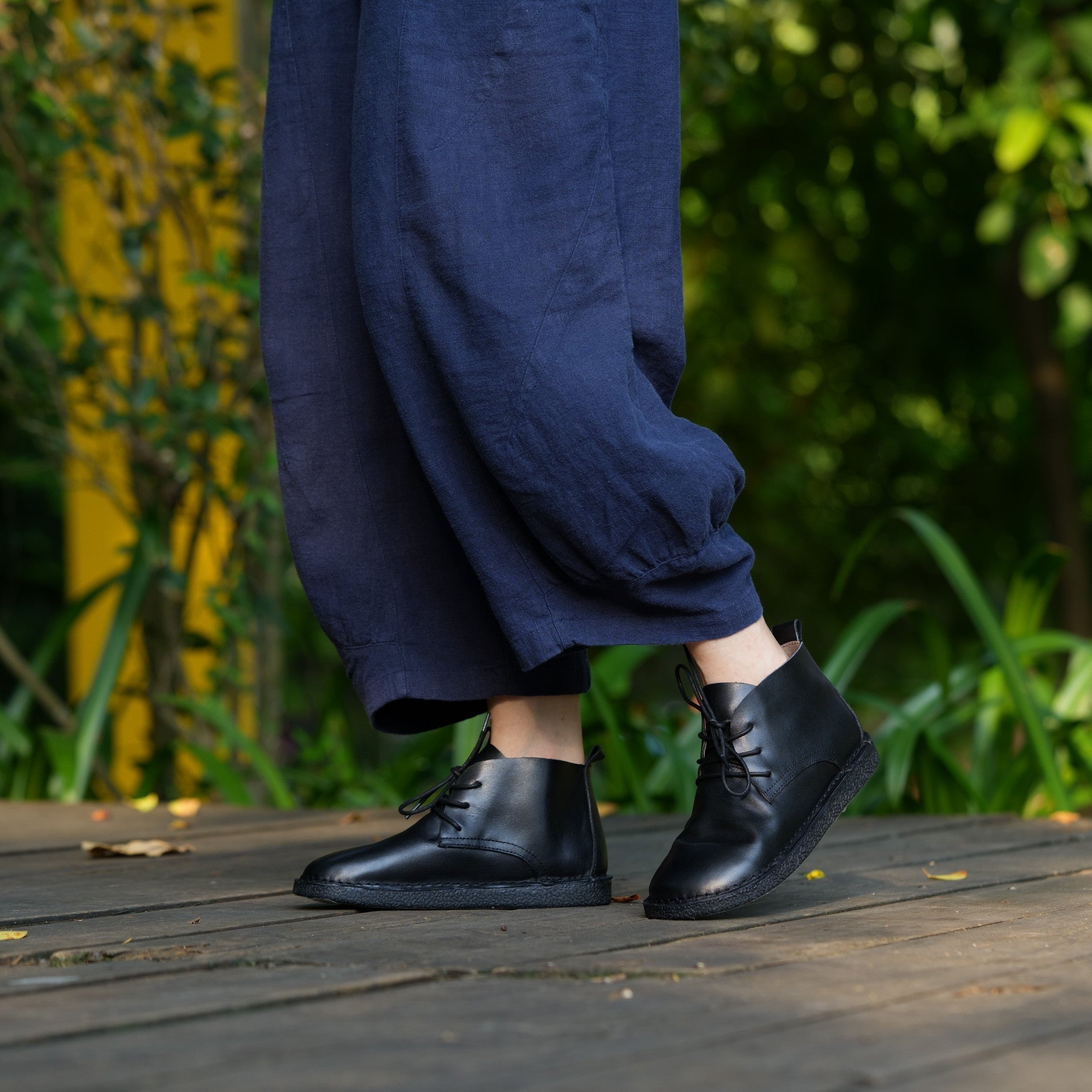 Zero Drop Lace-Up Soft Barefoot Ankle Booties Casual Work Combat Boots Mori Girl Designer Shoes Brush-Off