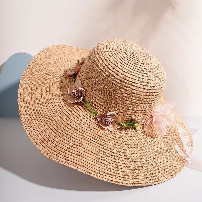 Unisex Fashion Flowers Straw Hat