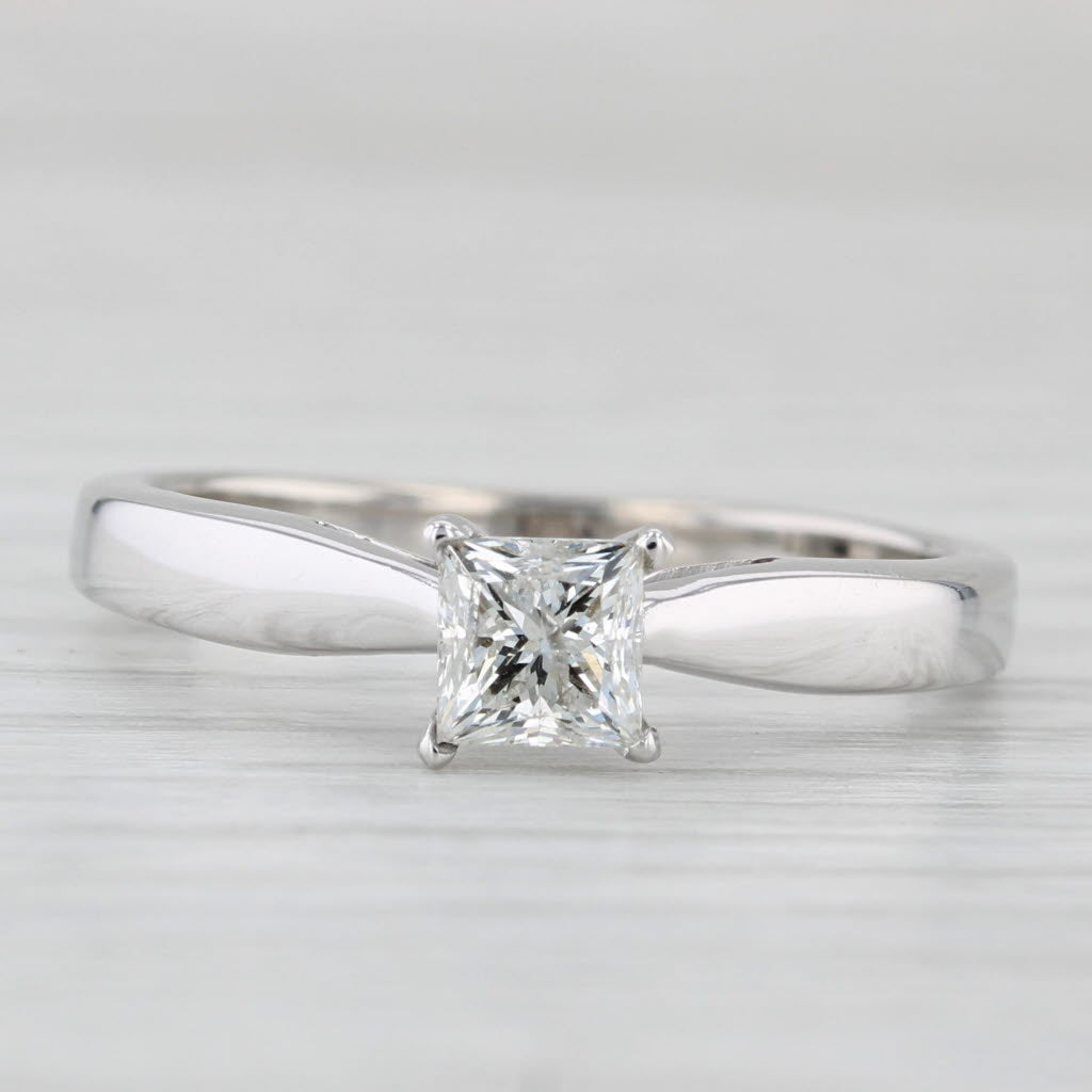 0.62ct Princess Diamond Solitaire Engagement Ring 14k White Gold Size 9