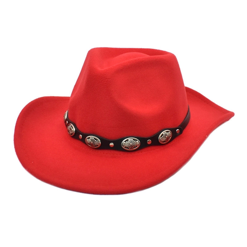 Unisex Cowboy Style Solid Color Flat Eaves Fedora Hat