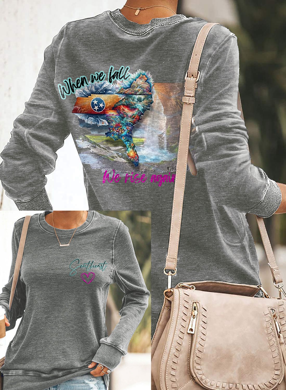 Women's When we fall We rise again Print Casual Sweatshirt