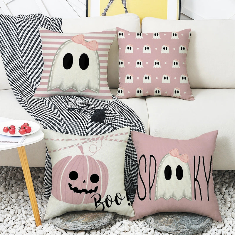 Halloween  Pumpkin Letter Ghost Linen Pillow Cases Couch & Sofa Decor