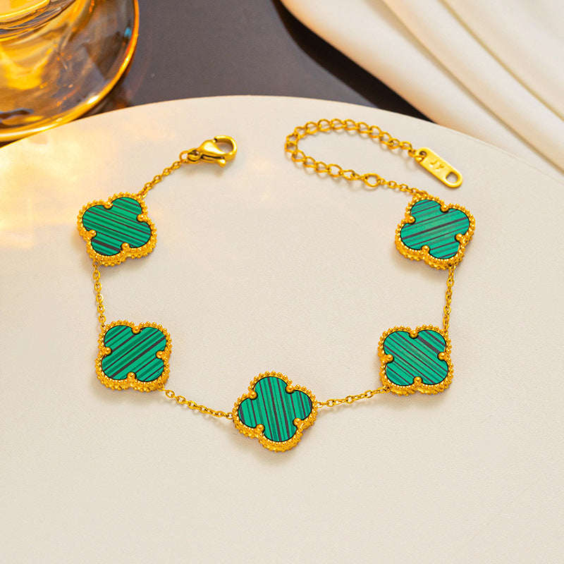 Moderate Luxury Letter Number Flower Stainless Steel 18K Gold Plated Necklaces