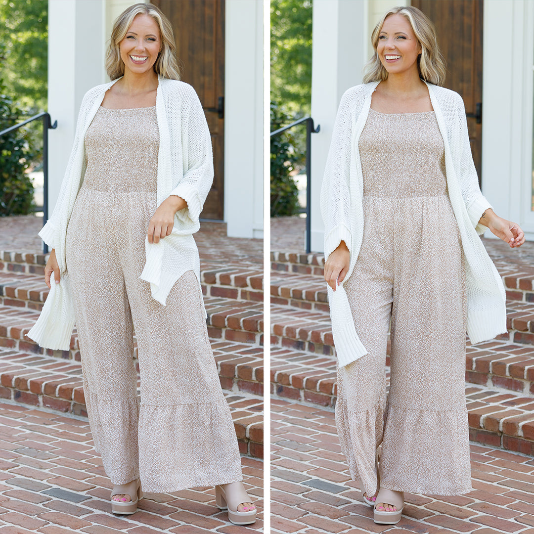 Didn't Ask Permission Jumpsuit. Taupe