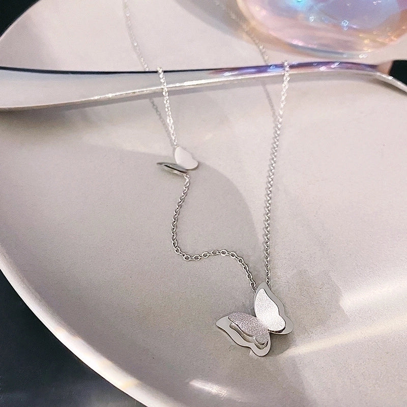 Fashion Minimalist Butterfly Titanium Steel Plating Butterfly Necklace