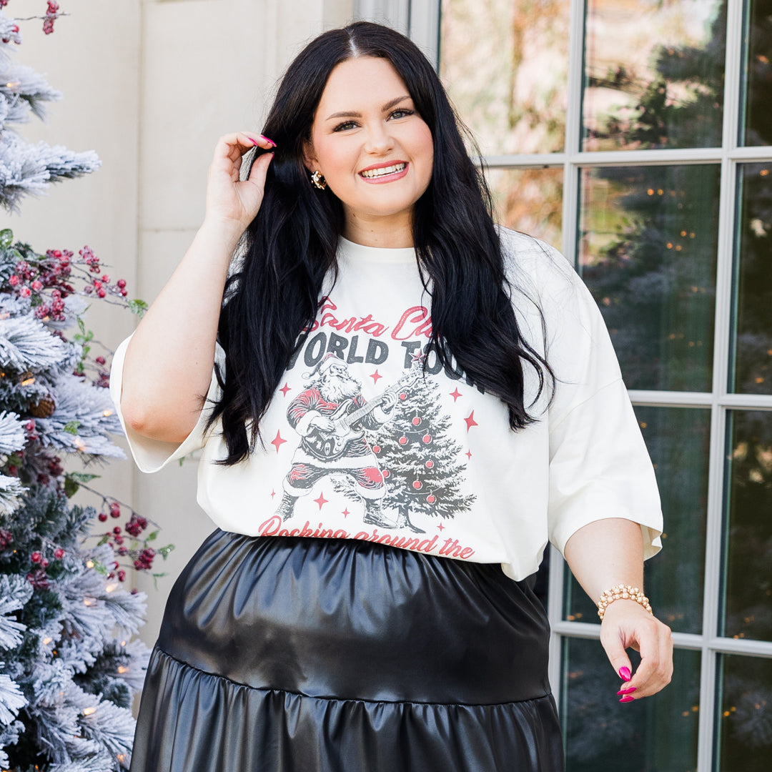 Rockin' Santa Boyfriend Tee. Ivory