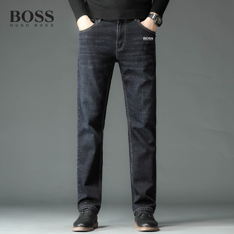 BOSS Men-s autumn and winter loose high-waisted straight jeans