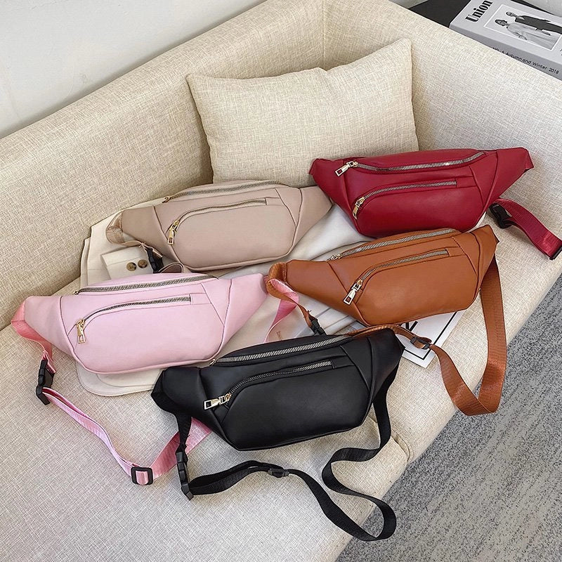 Women's Streetwear Solid Color Pu Leather Waist Bags