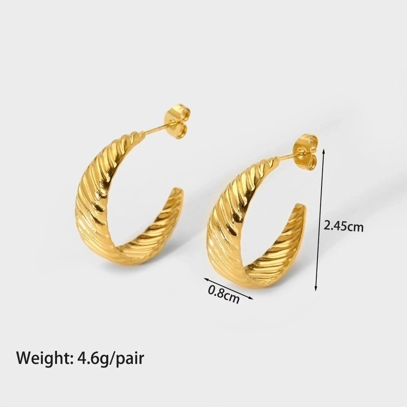 1 Pair Modern Style C Shape Plating 304 Stainless Steel 18K Gold Plated Ear Studs