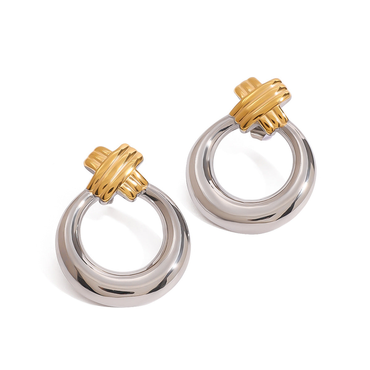 Stainless Steel Color Matching Circle Earrings Niche Earrings Titanium Steel Earrings Earrings