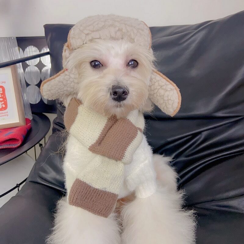 Vintage-Style Knitted Warm Pet Scarf