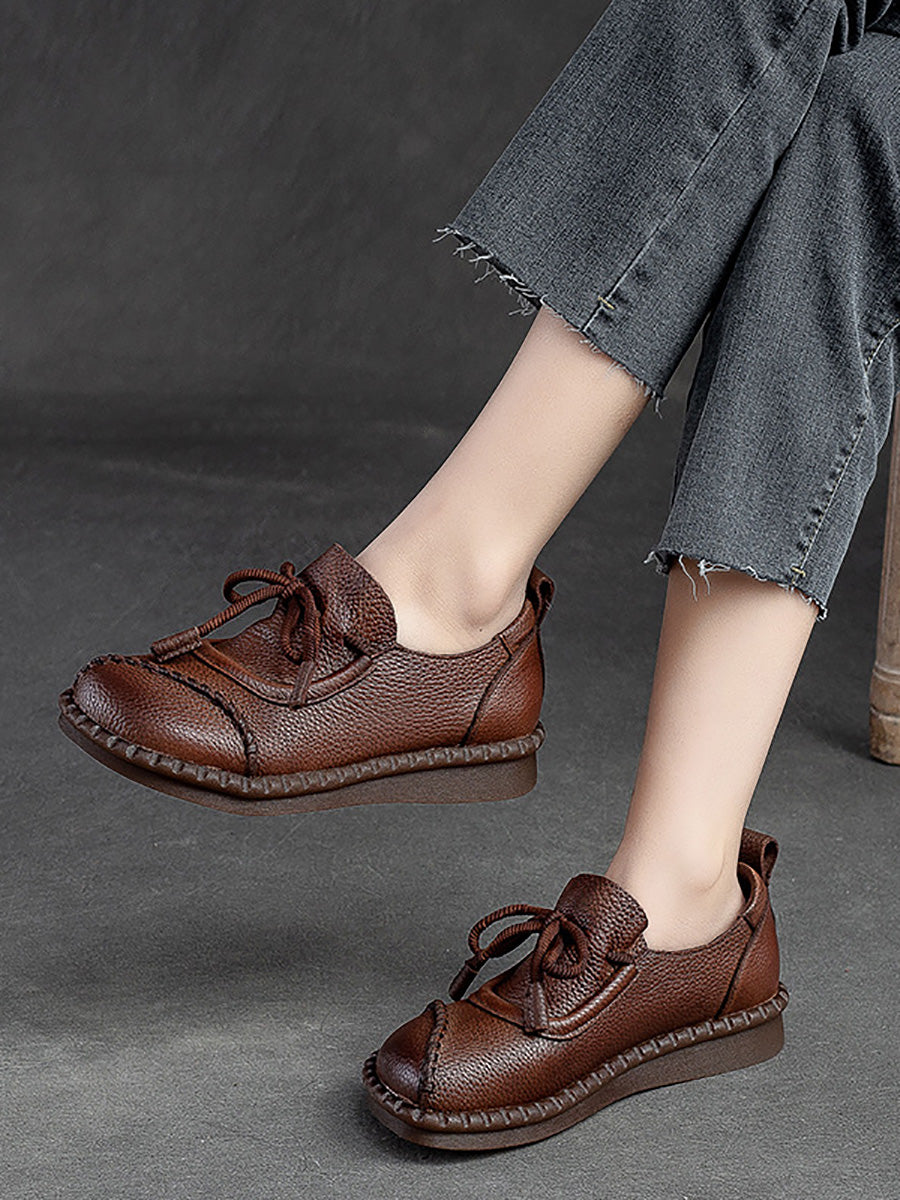 Women Summer Genuine Leather Low Heel Shoes