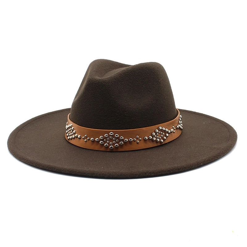 Autumn And Winter Wool Big Brim Jazz Hat Men's And Women's Fashion Casual 9.5cm Big Edge Jazz Hat Felt Hat