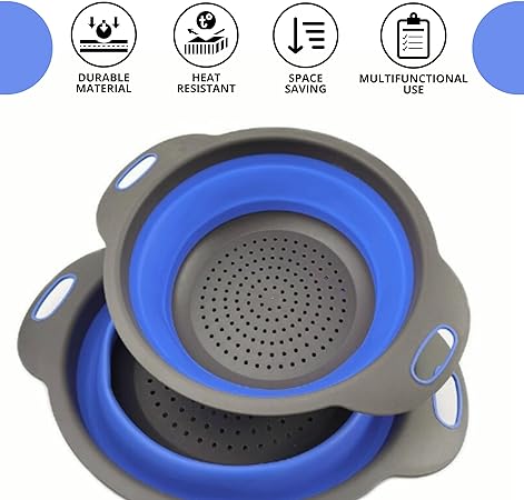 Foldable Silicone Drain Basket-Blue(Large)