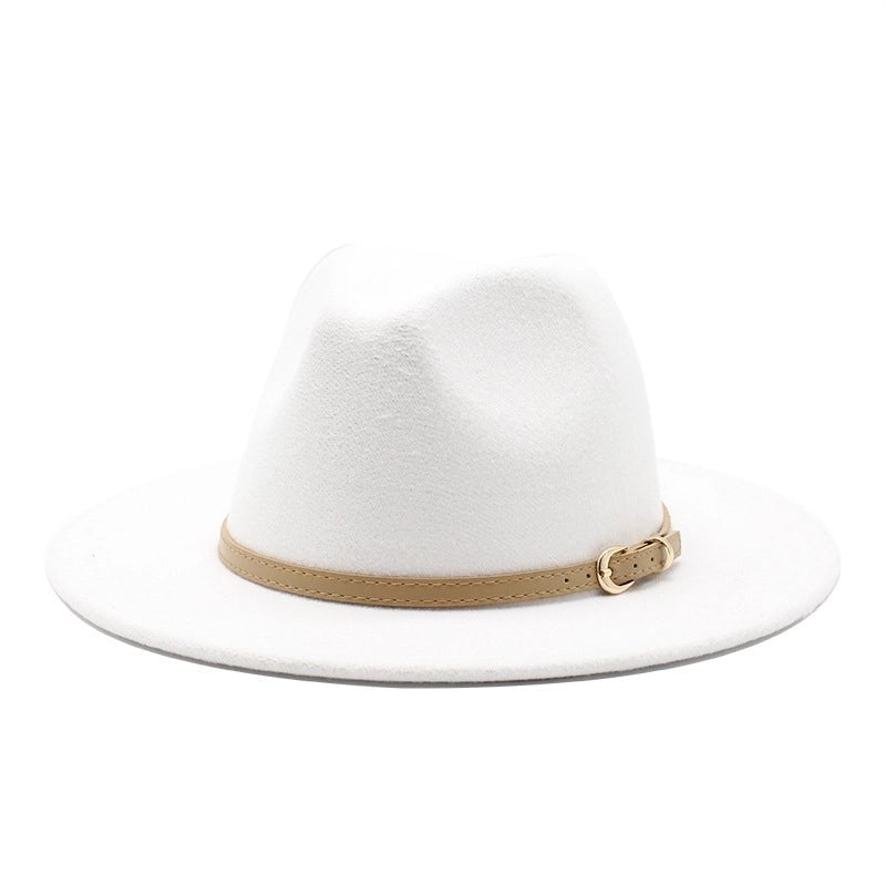 Unisex Basic Solid Color Big Eaves Flat Eaves Fedora Hat