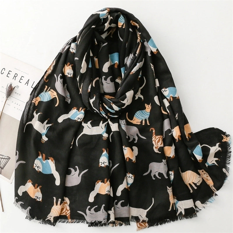Women's Cute Animal Cotton And Linen Scarf