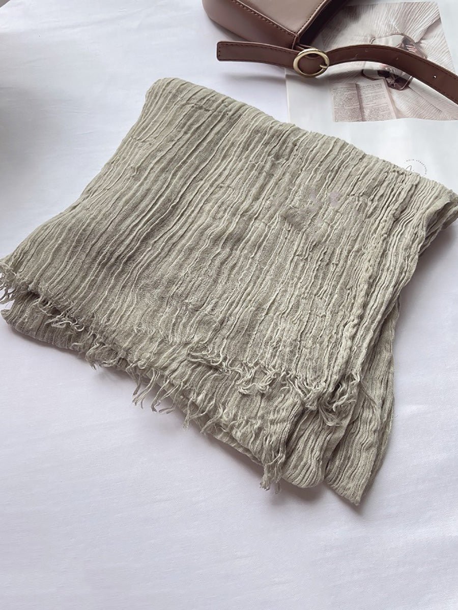 Vintage Pure Color Shirred Shawl Scarf