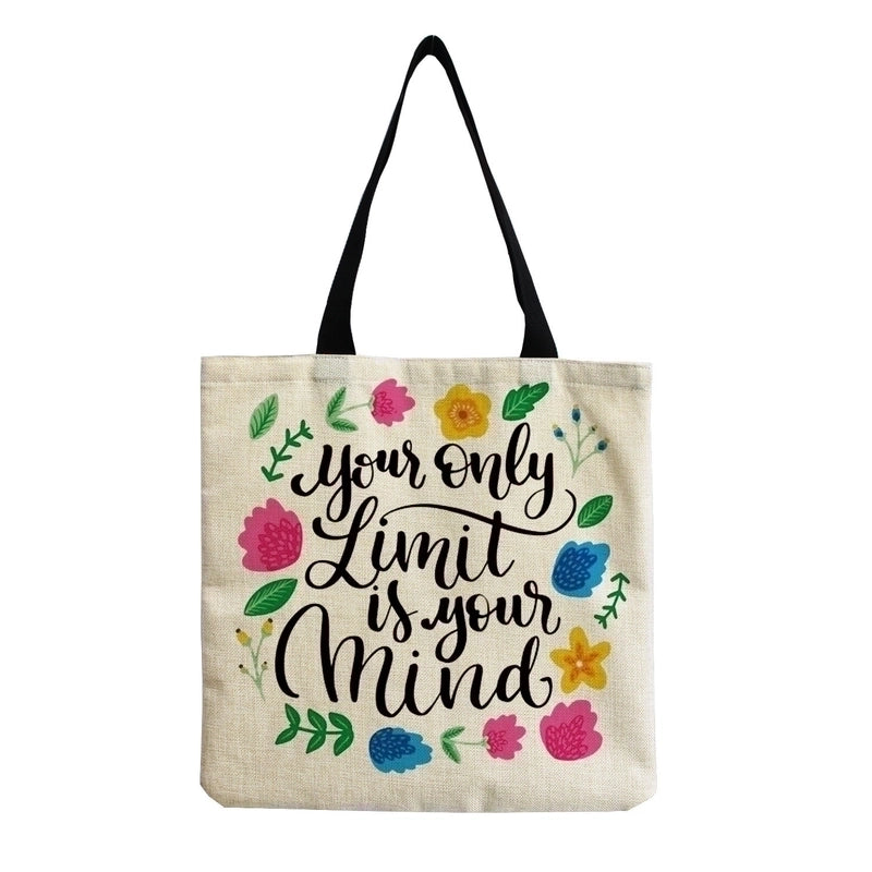 Women's Minimalist Letter Cotton And Linen Shopping Bags