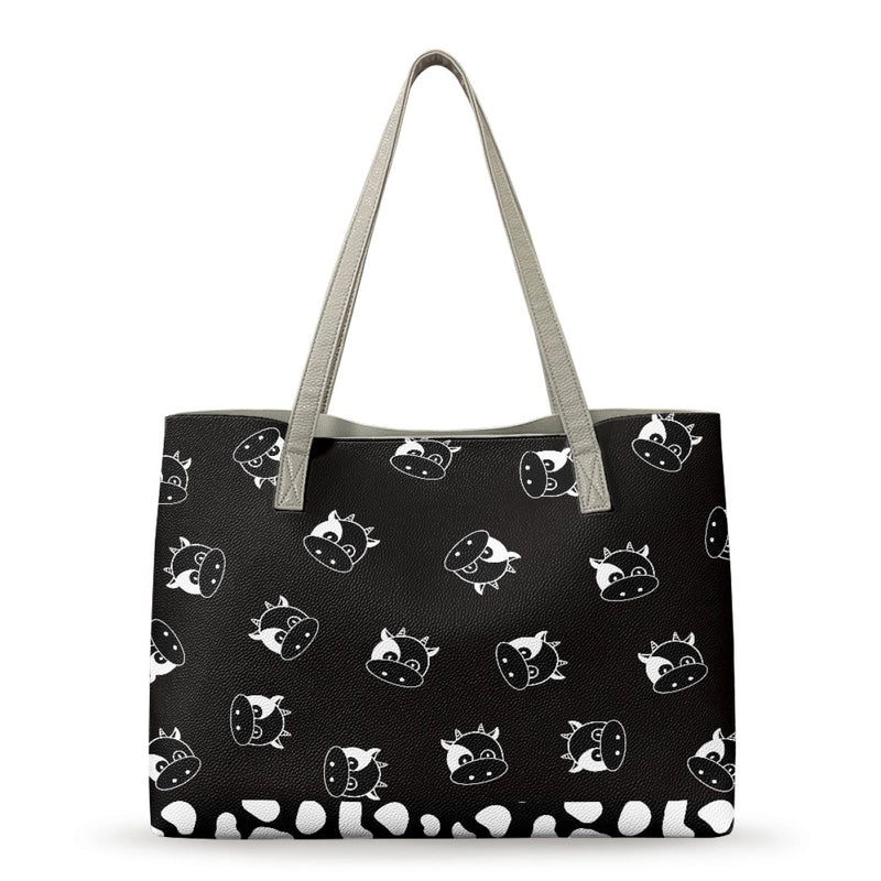 Women's Medium Pu Leather Customized Color Block Vintage Style Classic Style Square Open Tote Bag