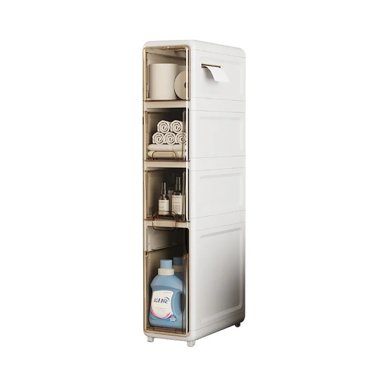 Four floors removable Drawer Narrow Detachable crevice Sundries rack Bathroom Clamp Cabinet rice bucket for kitchen storage
