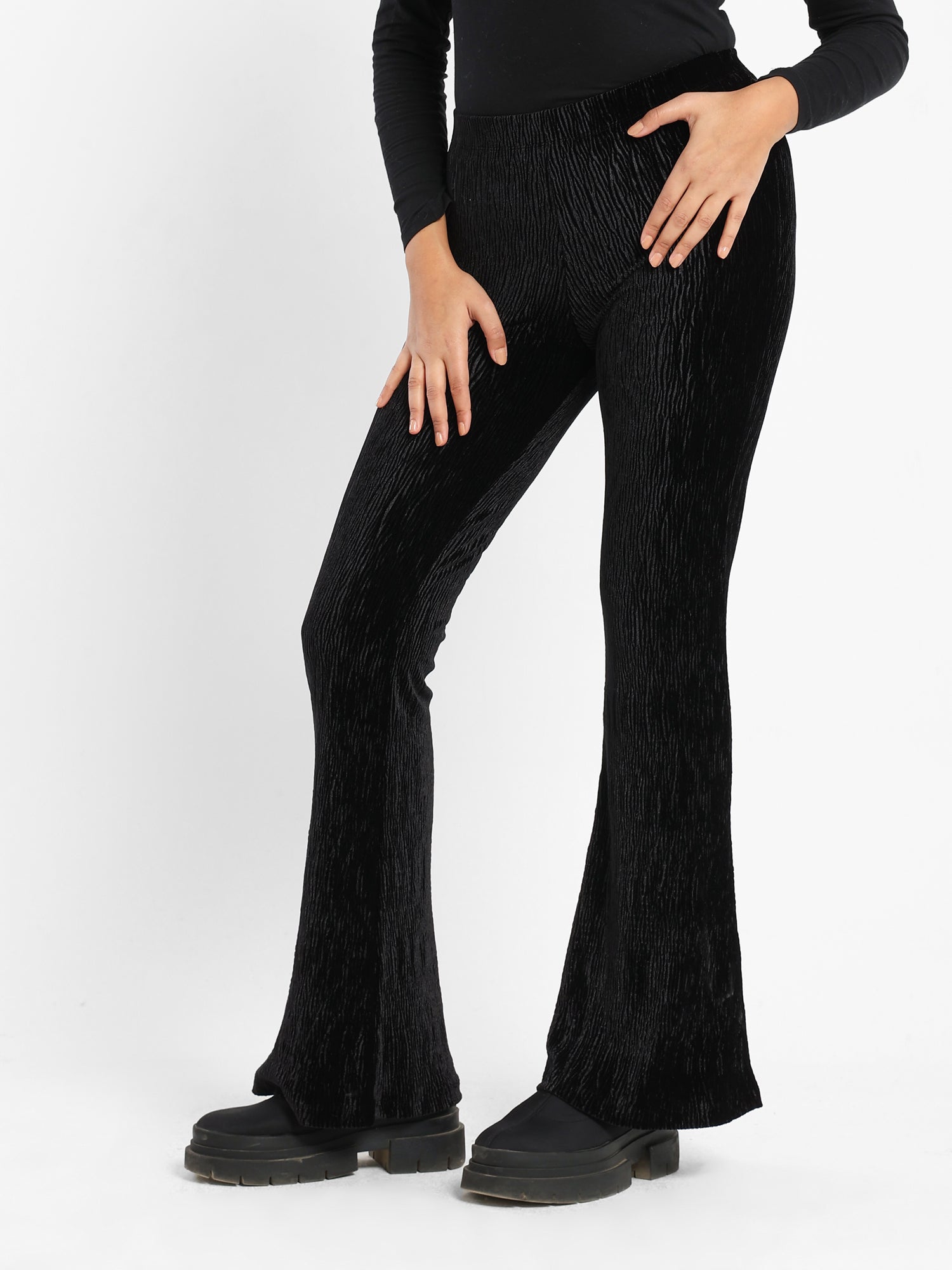 Textured Flared Pants