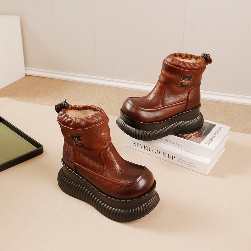 Wool Lining Big Toe 65mm Platform Short Boots for Women