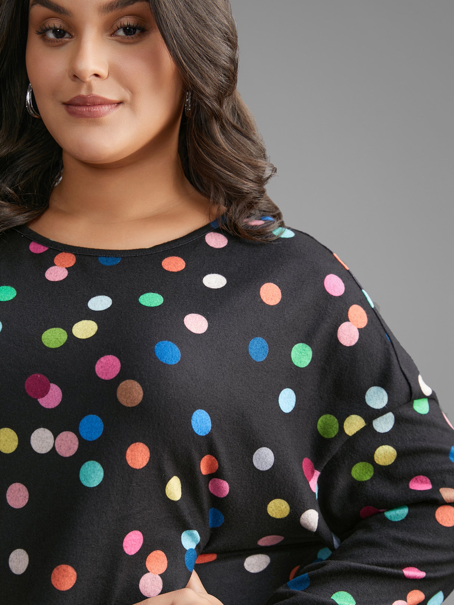 Color Polka Dot Drop Shoulder T-shirt