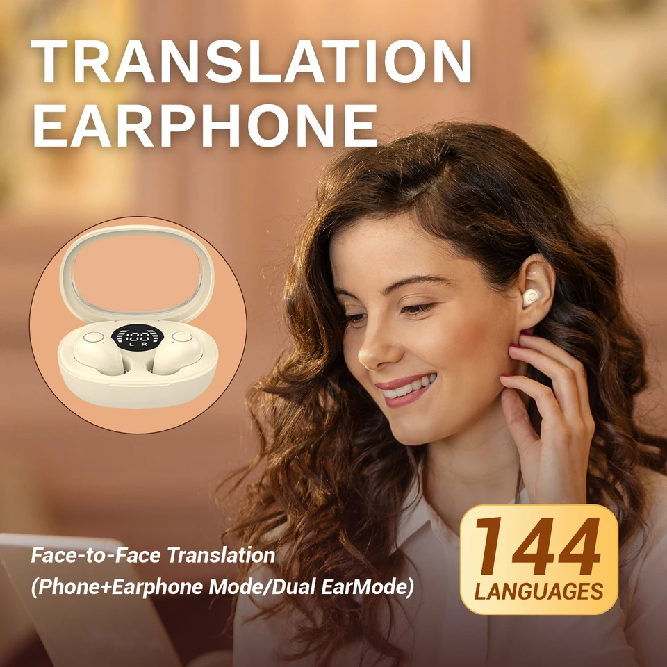 AI Translation Wireless Earphones 5.4 Bluetooth Headphones Sport Sleep Earbuds Noise Reduction Headset For Xiaomi Huawei Headset