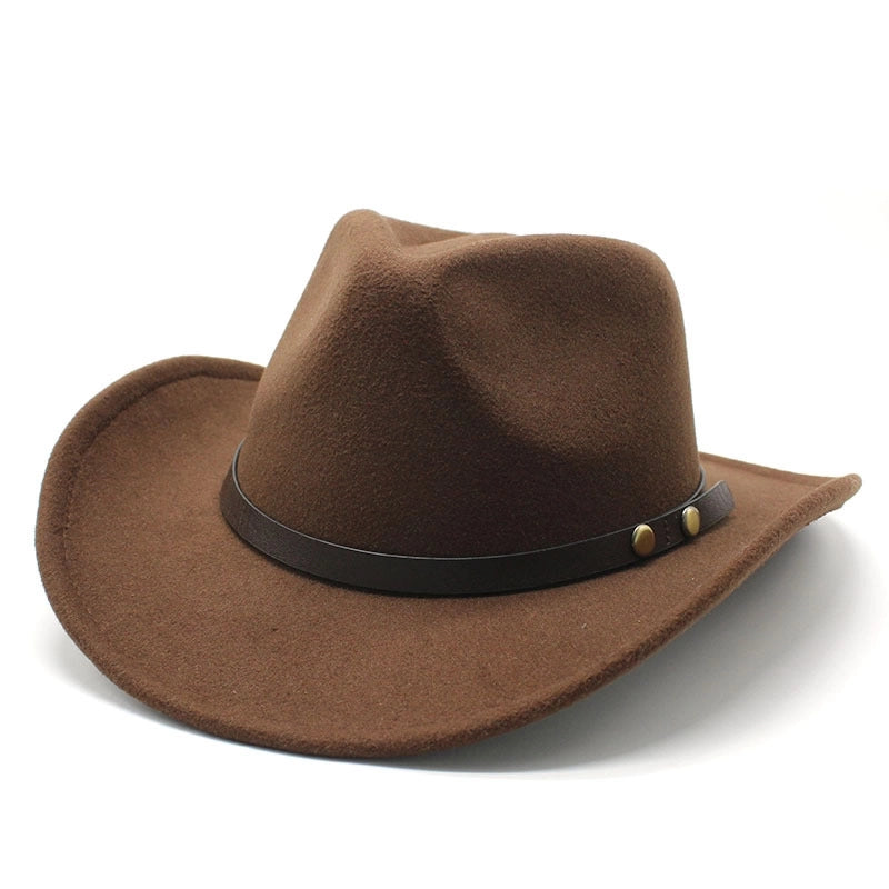 Autumn And Winter New Western Denim Wool Jazz Hat Fashion Concave Shape Men And Women Felt Jazz Hat