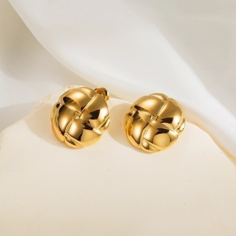1 Pair Minimalist Classic Style Argyle 304 Stainless Steel 14K Gold Plated Stainless Steel Earrings