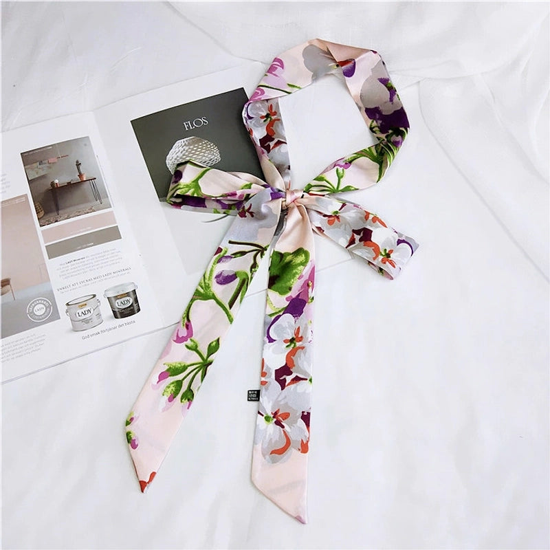 2 M New Polka Dot Special Long Edition Thin Narrow Silk Scarf Women's Spring Summer Autumn Scarf Belt Black And White Fashion