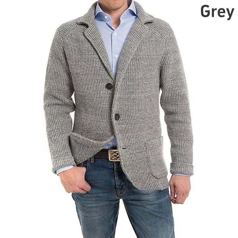 🔥Hot Sale🍂Men's Solid Lapel Knitted Long Sleeve Jacket