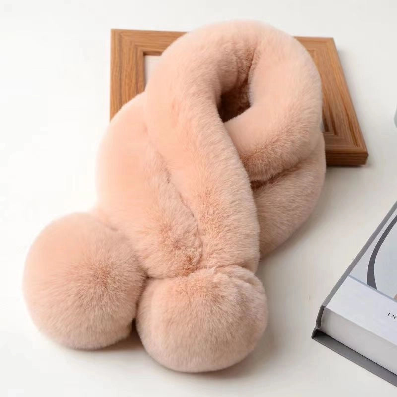 Three-tube Warm Thickened Plush Warm Anti-rabbit Fur Scarf Simple Cross Scarf