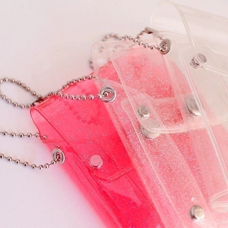 Women's Solid Color Pvc Buckle Card Holders