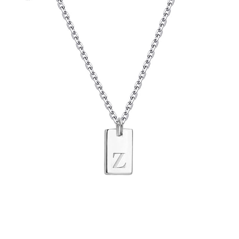 Titanium Steel Minimalist Letter Rectangle Plating Pendant Necklace