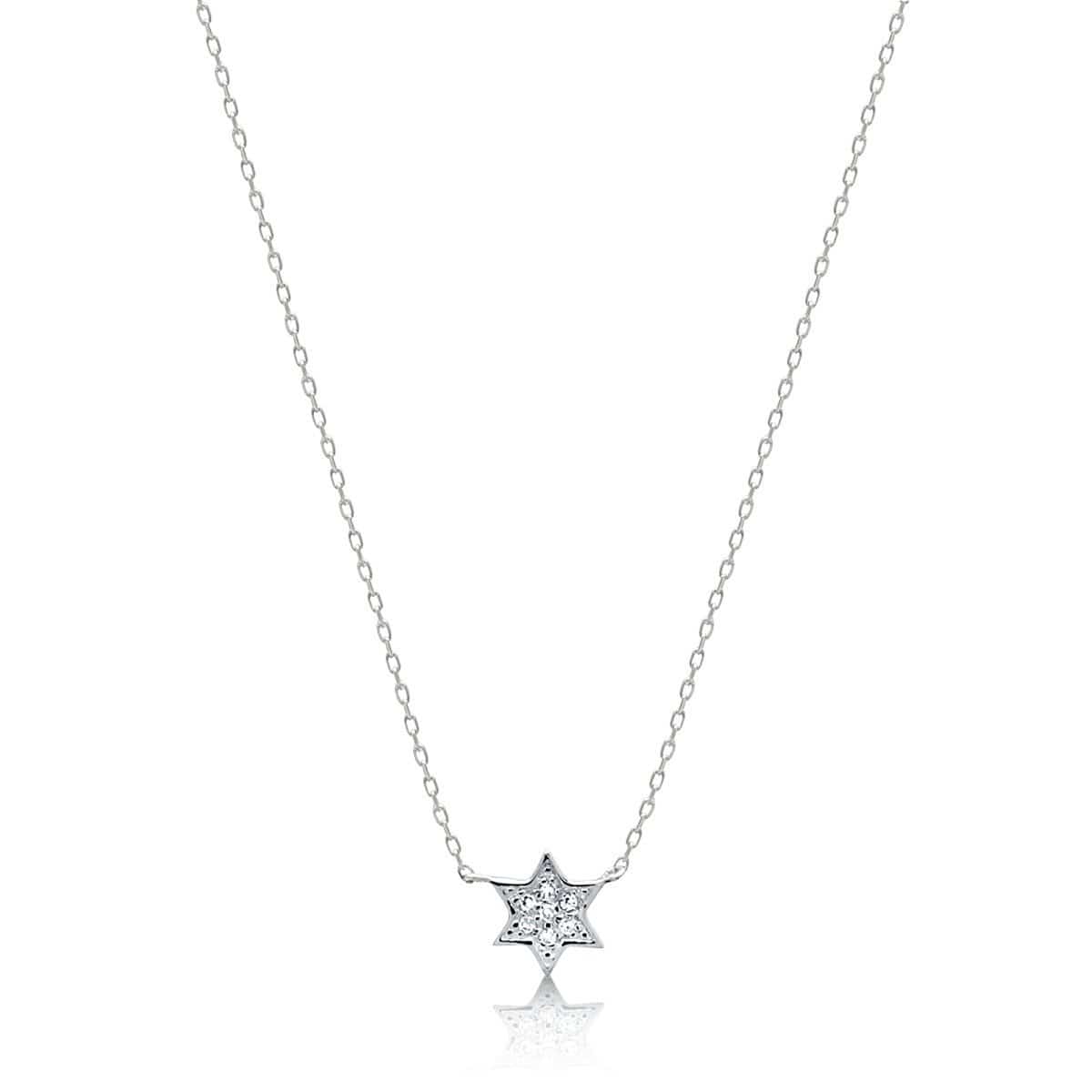 Petite Diamond Jewish Star Necklace in 14k Gold. White Gold or Rose Gold